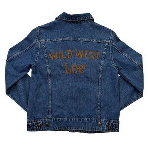 Forever 21 x Lee Embroidered Denim Jean Trucker Jacket "Wild West Lee" Womens L